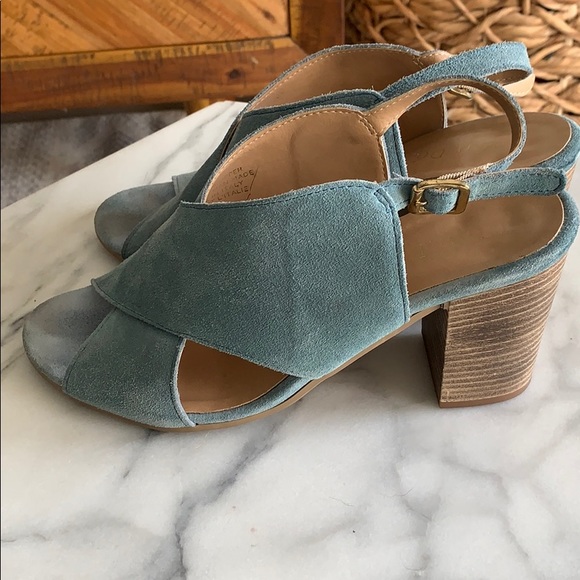 ANTHROPOLOGIE Lien Do Size 8 blue suede sandals - Picture 2 of 4